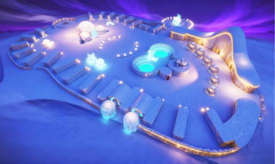 雪地温泉营地鸟瞰效果图。图片由哈尔滨冰雪大世界提供