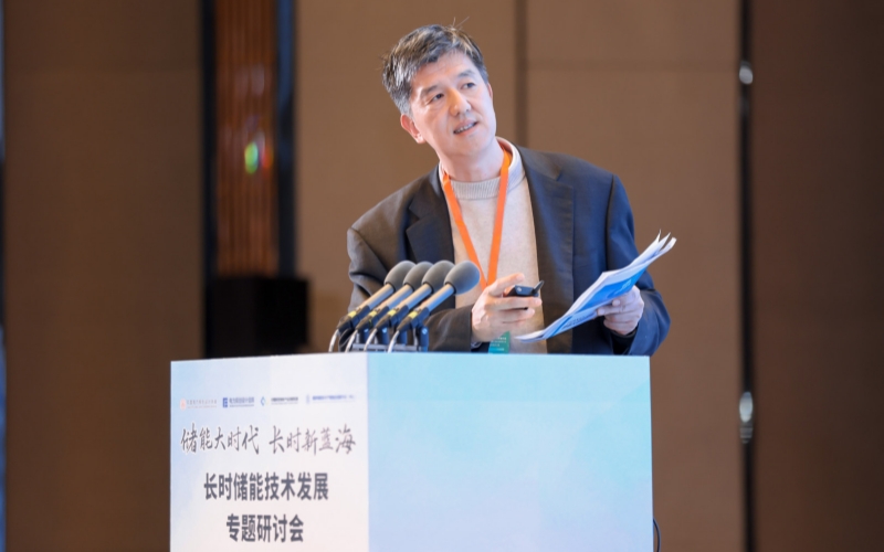 君安公司总经理、首席科学家孙西河介绍锌溴液流电池技术。