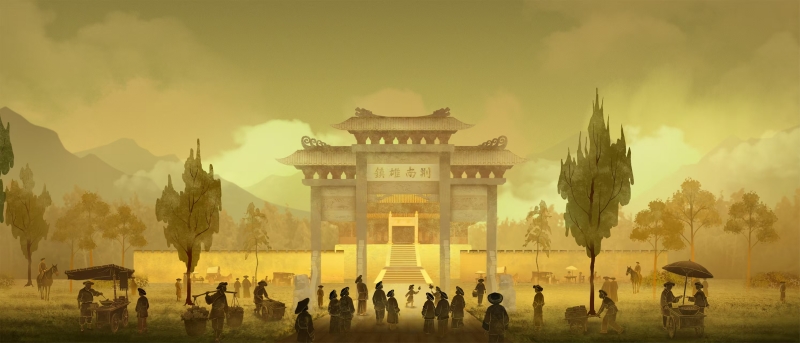 AI还原唐崖土司城昔日风貌。